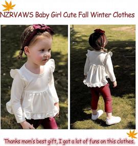 img 3 attached to Infant Toddler Baby Girls Fall Winter Outfit - Ruffles Shirt Tops + Denim Long Pants+ Headband Gift 3PC Set