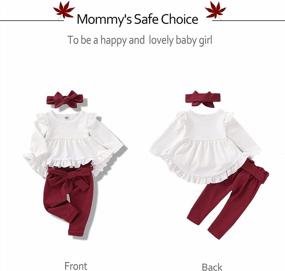 img 2 attached to Infant Toddler Baby Girls Fall Winter Outfit - Ruffles Shirt Tops + Denim Long Pants+ Headband Gift 3PC Set