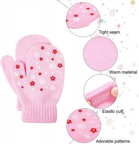 img 2 attached to Cooraby, 6 пар, волшебные варежки для малышей, перчатки, зимние детские варежки, унисекс, детские теплые вязаные эластичные перчатки