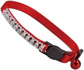 img 3 attached to Red Rhinestone Cat Collar - Meow Town Nylon, 3/8-Inch