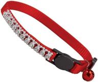 red rhinestone cat collar - meow town nylon, 3/8-inch logo