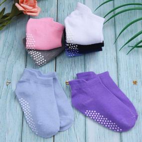 img 1 attached to Нескользящие спортивные носки для малышей: 16 пар Cooraby с дизайном на щиколотке для мальчиков и девочек