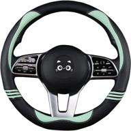 fruit green cute steering wheel cover for women & men, universal fit 14.5-15 inches, carbon fiber & perforated leather with anti-slip rubber ring, steering wheel protector for cars and suvs логотип