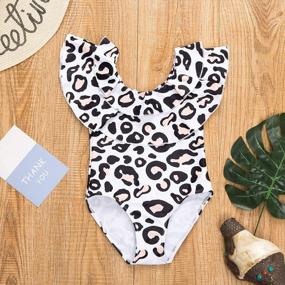 img 1 attached to Mommy And Me Leopard Ruffle One Piece Swimsuit Family Matching Bathing Suit Monokini
