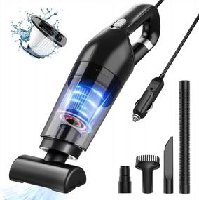 img 4 attached to High Power Portable Car Vacuum Cleaner W/ 4 Attachments, 16.4 Ft Cord & 12V For Detailing Interior Cleaning - Helloleiboo