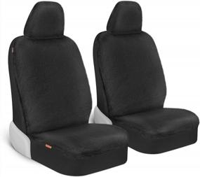 img 4 attached to Experience Ultimate Comfort And Style With Carbella Black Sheepskin Car Seat Covers - Luxurious Faux Fur Front Seat Covers For Cars, Trucks, And SUVs!