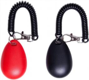 img 3 attached to LaZimnInc Dog Training Clicker Set - 2-Pack With Wrist Strap For Pet Training (Red + Black)