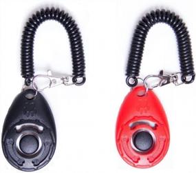 img 4 attached to LaZimnInc Dog Training Clicker Set - 2-Pack With Wrist Strap For Pet Training (Red + Black)