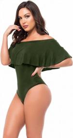 img 4 attached to Famulily Women'S Off Shoulder One Piece Swimsuit Ruffle Bodycon Bodysuit Swimwear