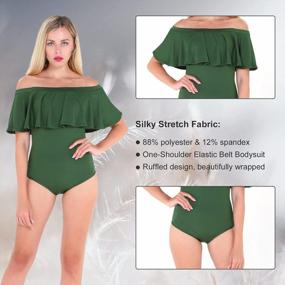img 2 attached to Famulily Women'S Off Shoulder One Piece Swimsuit Ruffle Bodycon Bodysuit Swimwear