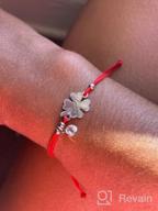 img 1 attached to 🍀 Lucky Bracelet- 925 Sterling Silver 4 Leaf Clover Flower Charm- Adjustable Friendship Red String Evil Eye Protection Bracelet for Good Luck- Ideal for Girls and Women (Lucky) review by Samantha Sanchez