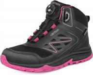 waterproof hiking boots for women: grition ankle booties with lightweight outdoor design, high-top fashion, lace-up closure, and warm, casual comfort for winter walking and backpacking. logo