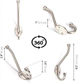 img 2 attached to Ambipolar 6636-T310 Double Coat Hooks, 5 Pack Wall Mounted Heavy Duty Decorative Standard With Screws, Brushed Nickel