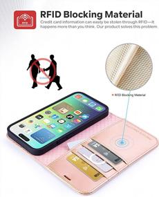 img 2 attached to Защитите свой iPhone 14 Pro с чехлом-кошельком OCASE: блокировка RFID, держатели для карт, противоударный внутренний корпус и подставка в стильном персиково-золотом цвете