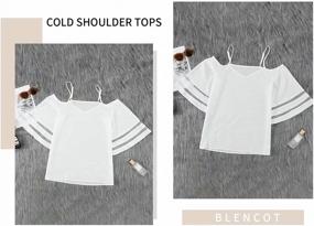 img 1 attached to Women'S Off Shoulder Chiffon Blouse With Sheer Panels And Bell Sleeves - Casual Loose Shirt Top By BLENCOT