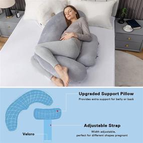 img 1 attached to 🤰 RUKOY C Shaped Maternity Pillow: Ultimate Side Sleeping and Belly Back Support for Pregnancy with Velvet Cover (Grey)