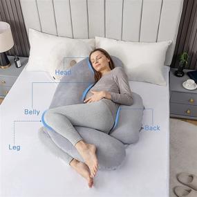 img 3 attached to 🤰 RUKOY C Shaped Maternity Pillow: Ultimate Side Sleeping and Belly Back Support for Pregnancy with Velvet Cover (Grey)