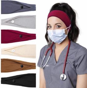 img 4 attached to 6Pcs Huachi Non-Slip Headbands With Buttons For Mask: The Best Accessory For Nurses And Doctors