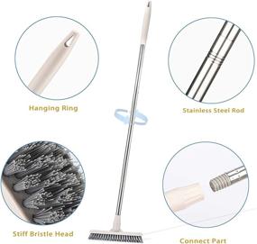 img 2 attached to 🧹 Long Handled Floor Scrub Brush with V-Shaped Bristles | 47 inch | Ideal for Grout Cleaning, Tile, Carpet, Bathtub, Shower, and Hard-to-Reach Areas