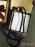 img 1 attached to AMORWING Natural Onyx And Tiger Eye 108 Bead Mala Bracelet Necklace For Meditation And Healing review by Cathy Sharp