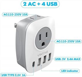 img 3 attached to VINTAR US To Japan Plug Adapter With 2 Outlets, 3 USB Ports And 1USB-C - Multi Plug Extender Splitter For Travel Power Adaptor From US To Japan China Philippine, Type A (1-Pack)