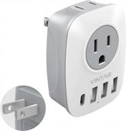 vintar us to japan plug adapter with 2 outlets, 3 usb ports and 1usb-c - multi plug extender splitter for travel power adaptor from us to japan china philippine, type a (1-pack) logo