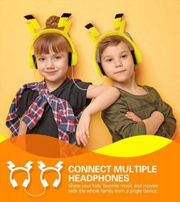 img 3 attached to VoliBolt Kids Headphones: Over-Ear, Wired With Music Sharing And Safe Volume Limit, Food Grade Material - HS01