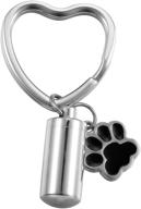 🔑 valyria stainless steel keychain: a cylindrical bottle pet/dog paw urn charm for cremation keepsake ashes logo
