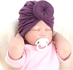 img 1 attached to 🎀 SKEPO 8 Pieces Headband: Newborn Baby Hat, Cute Baby Headwraps Hair Band for Girls - Soft Turban Knot Hospital Hat