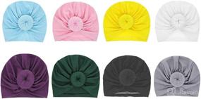 img 4 attached to 🎀 SKEPO 8 Pieces Headband: Newborn Baby Hat, Cute Baby Headwraps Hair Band for Girls - Soft Turban Knot Hospital Hat