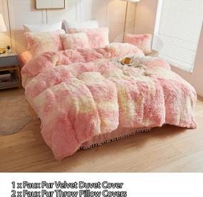 img 3 attached to LIFEREVO Luxury Shaggy Faux Fur Duvet Cover Set Soft Fluffy Fuzzy Comforter Set Rainbow Print Furry Bedding, 1 Long Plush Duvet Cover+2 Pillow Covers, Zipper Closure,Rainbow Pink,Queen