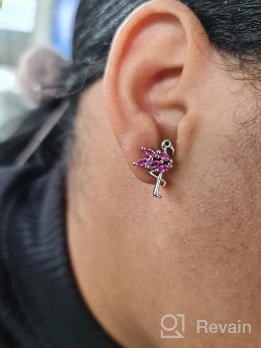 img 1 attached to 🦩 Dainty Flamingo Bird Stud Earrings for Women Girls in S925 Sterling Silver with Cubic Zirconia Small Studs - Valentine's Gift for Lover or Girlfriend review by Amber Jones