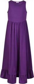 img 4 attached to Girls Cotton Maxi Dress 6-15Y, Casual Sleeveless/Long Sleeve Crew Neck