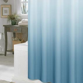 img 2 attached to Waterproof Blue Ombre Polyester Shower Curtain With 12 Hooks For Bathroom, Machine Washable, 72 X 72 Inches, Blue Gray Color