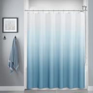 waterproof blue ombre polyester shower curtain with 12 hooks for bathroom, machine washable, 72 x 72 inches, blue gray color logo