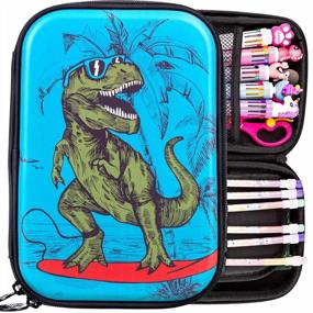 img 4 attached to Cute Dinosaur Large Capacity Pencil Case For Boys - Double Zipper School Pencil Box With Ample Storage Space