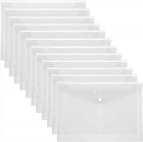 img 4 attached to Stay Organized With Skycase 12PCS A4 Clear Plastic Envelopes With Snap Button For Document Stationery Tools