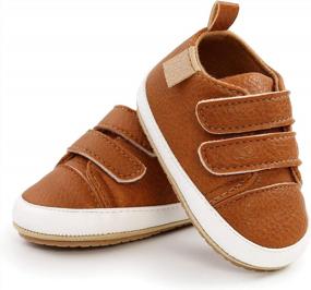 img 1 attached to High Quality Infant Moccasins: SOFMUO Baby Boys Girls PU Leather Sneakers Anti-Slip Rubber Sole Loafers For Newborns & Toddlers.