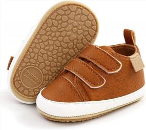 img 4 attached to High Quality Infant Moccasins: SOFMUO Baby Boys Girls PU Leather Sneakers Anti-Slip Rubber Sole Loafers For Newborns & Toddlers.