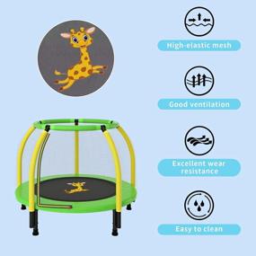 img 3 attached to Kids Trampoline With Safety Enclosure Net, Spring Pad And Zipper - 4 FT Indoor/Outdoor Mini Trampoline For Kids - Yellow And Green