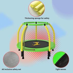 img 2 attached to Kids Trampoline With Safety Enclosure Net, Spring Pad And Zipper - 4 FT Indoor/Outdoor Mini Trampoline For Kids - Yellow And Green