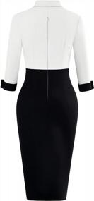 img 3 attached to MUXXN Women'S 3/4 Sleeve V Neck Midi Colorblock Business Formal Work Bodycon Pencil Dress