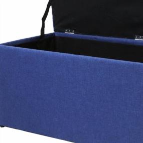img 3 attached to Универсальный темно-синий пуфик с местом для хранения и тафтинговым дизайном - прямоугольная скамья Magshion и кубические пуфики Combo