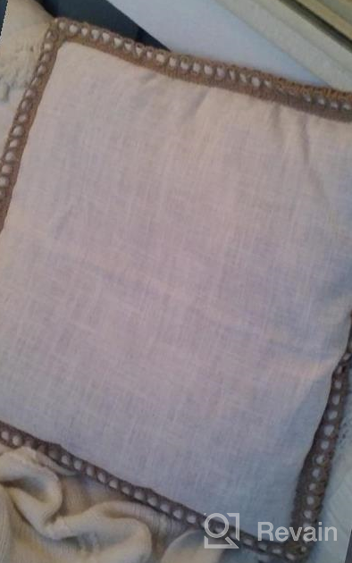 img 1 attached to Navy Blue 18X18 Inch Outdoor Pillow Cover With Burlap Linen Trim And Tailored Edges - Phantoscope Farmhouse Decorative Throw Pillow. review by Bradley Stewart