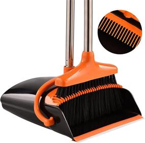 img 4 attached to 🧹 Efficient Self-Cleaning Broom and Dustpan Set with Dustpan Teeth: Standing Dust Pan Included