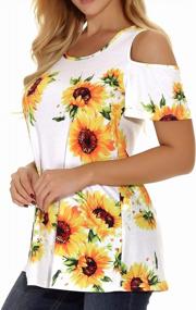 img 2 attached to Floral Tunic Tops For Women: Cold Shoulder Short Sleeve Shirts With Crew Neck By Luranee
