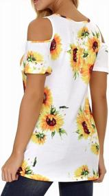 img 3 attached to Floral Tunic Tops For Women: Cold Shoulder Short Sleeve Shirts With Crew Neck By Luranee