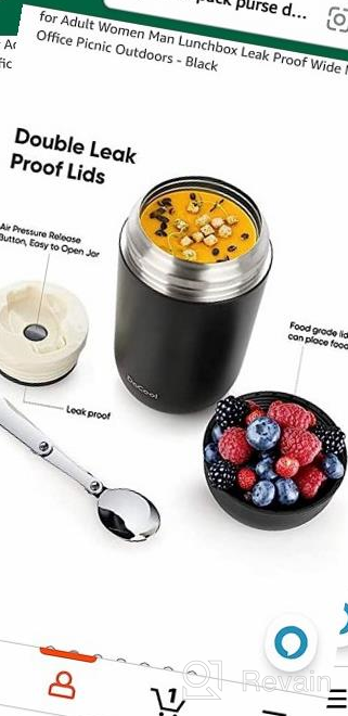 img 1 attached to 24 Oz Insulated Food Jar - Keeps Hot/Cold Foods Fresh For Office, Picnic & Outdoors - DaCool Stainless Steel Vacuum Lunchbox review by Jenny Howard