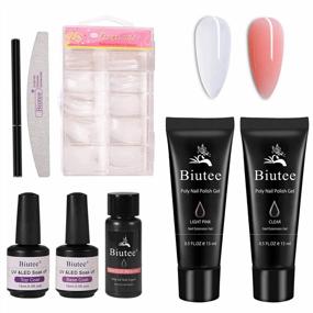 img 4 attached to Crystal Clear Poly Nail Extension Gel Kit: All-In-One French Manicure Set For Quick Nail Starter & Enhancement