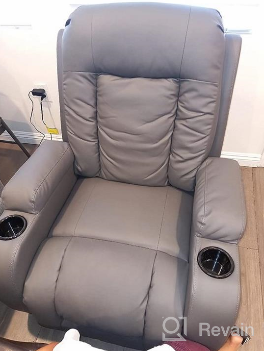 img 1 attached to Modern Power Lift Recliner Chair With Heat And Massage For Elderly - Grey PU Leather Sofa Chair With Cup Holders, Remote Control, And USB Port - Ideal For Living Room Comfort review by Chris Weber